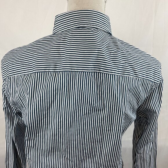 Club Monaco Slim Fit Men's Shirt XS Blue White Stripe Button Front Long Sleeve - Picture 9 of 11